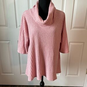 Sonoma sweater. Size 1X cowl neck. Short sleeve. Pink